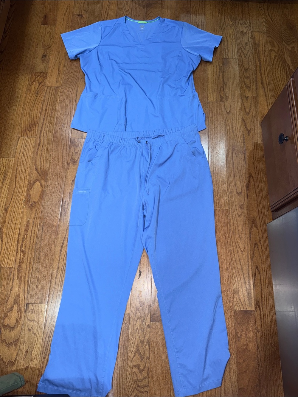 healing hands Periwinkle Blue Scrub Pants & Top Set
